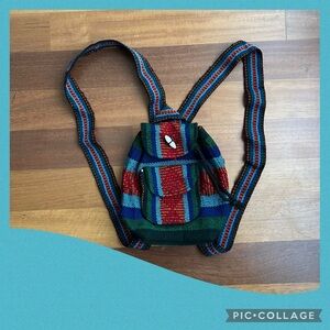 Handmade woven mini backpack